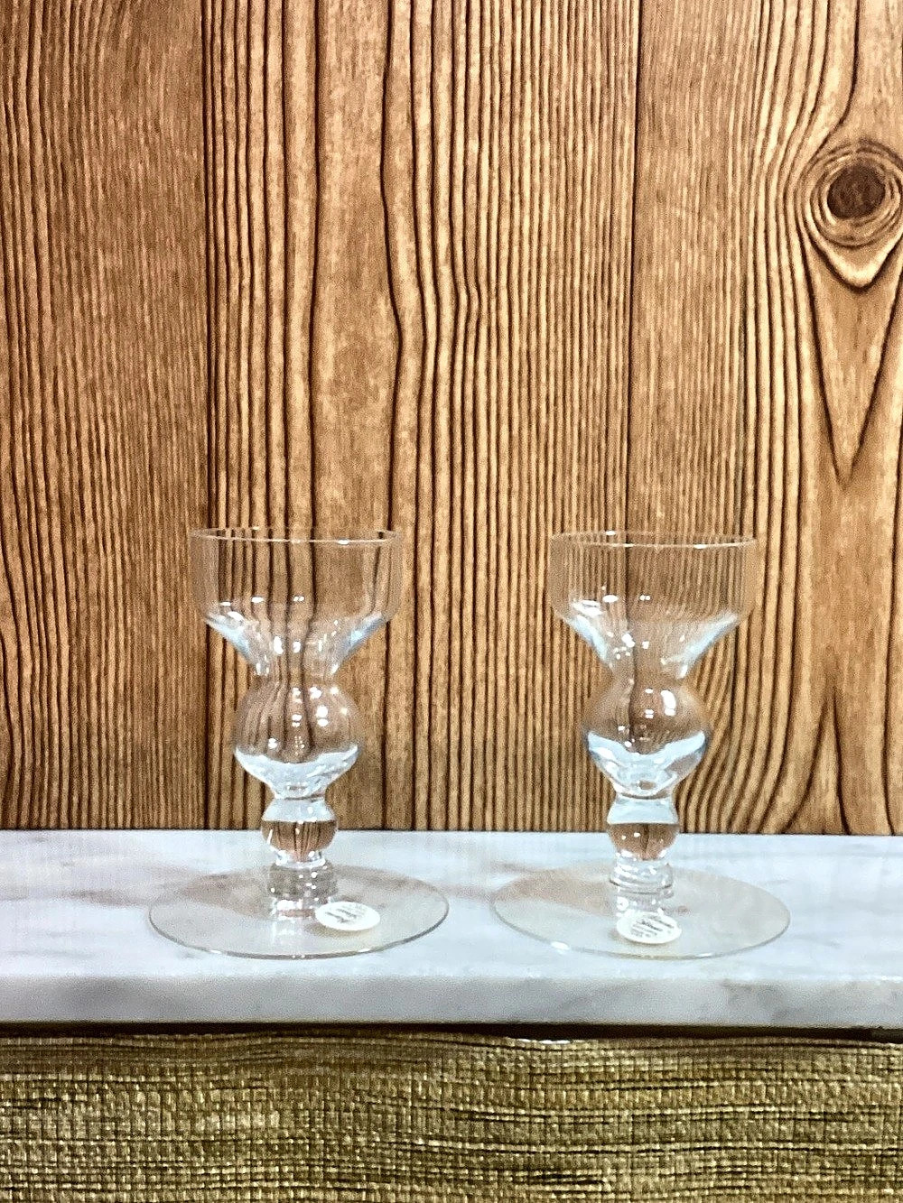 Vintage Princess House Crystal Goblets Clear Pair Holds Taper Candles